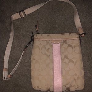 Coach crossbody purse- pink and beige